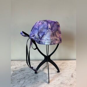 NWOT purple watercolor scrub cap with satin lining